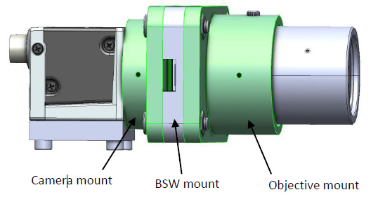 帶有攝像頭、BSW-20 和物鏡的組件 CAD 模型